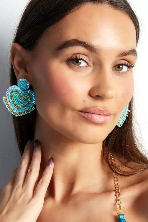 Oorbellen fringed heart Lila