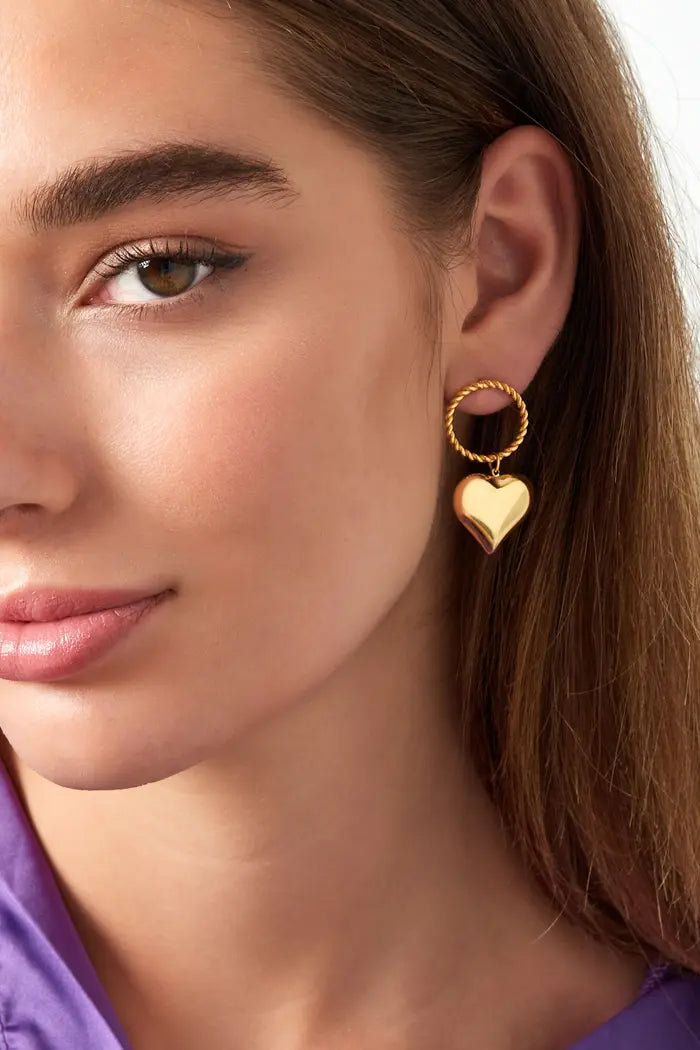 Oorbellen Round & heart