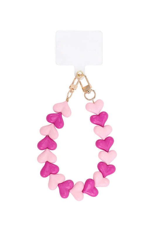 Telefoonkoord Double hearts - Roze
