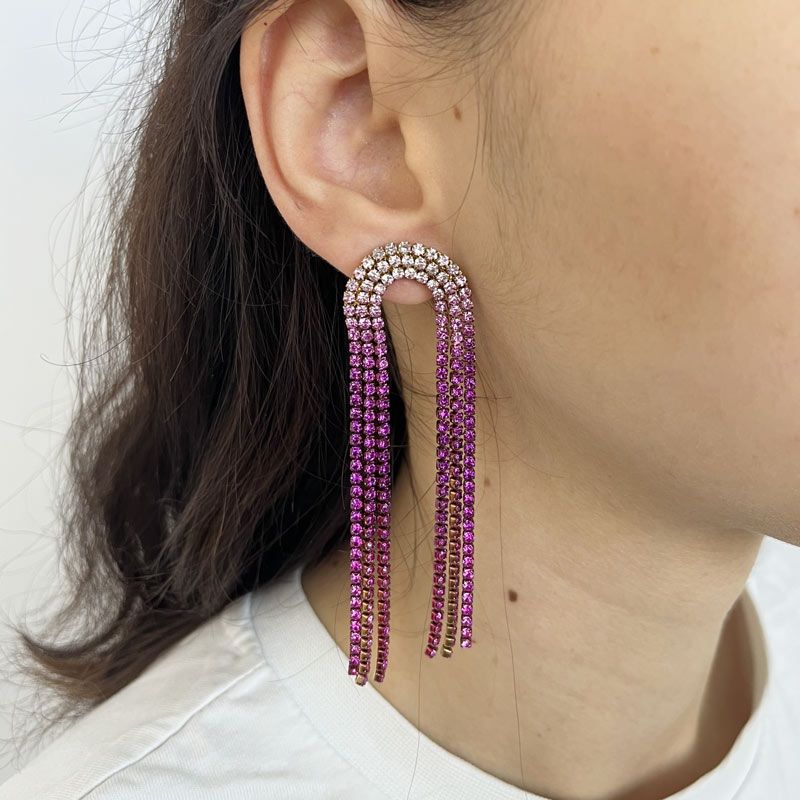 Oorbellen Pink diamond curves