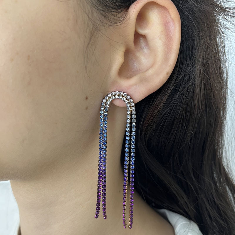 Oorbellen Rainbow diamond curves