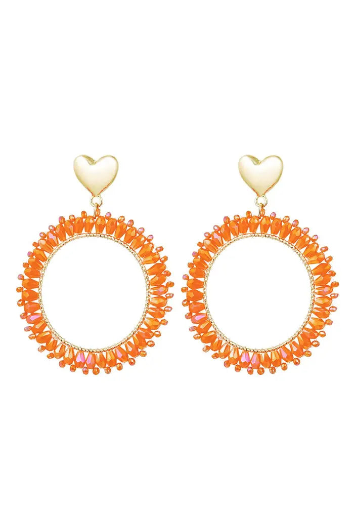 Oorbellen Chrystal round Oranje