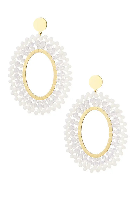 Oorbellen kralen party Wit