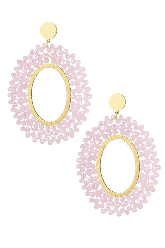 Oorbellen kralen party Roze