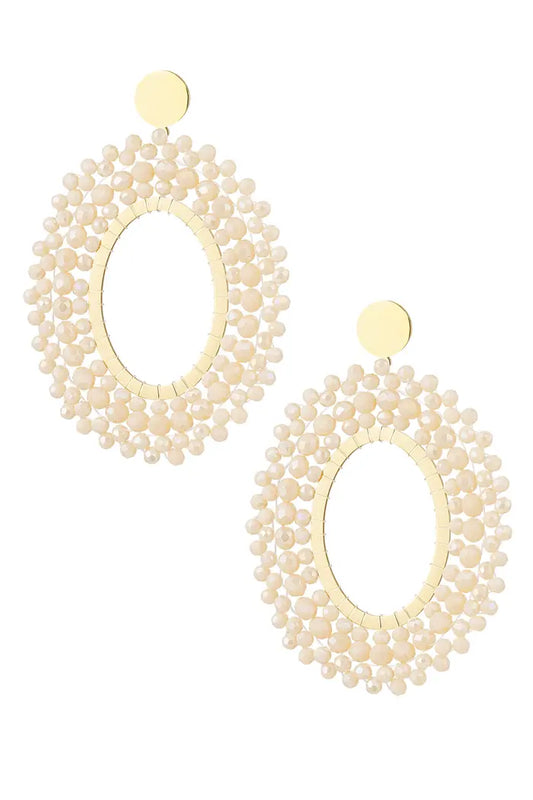 Oorbellen kralen party Beige
