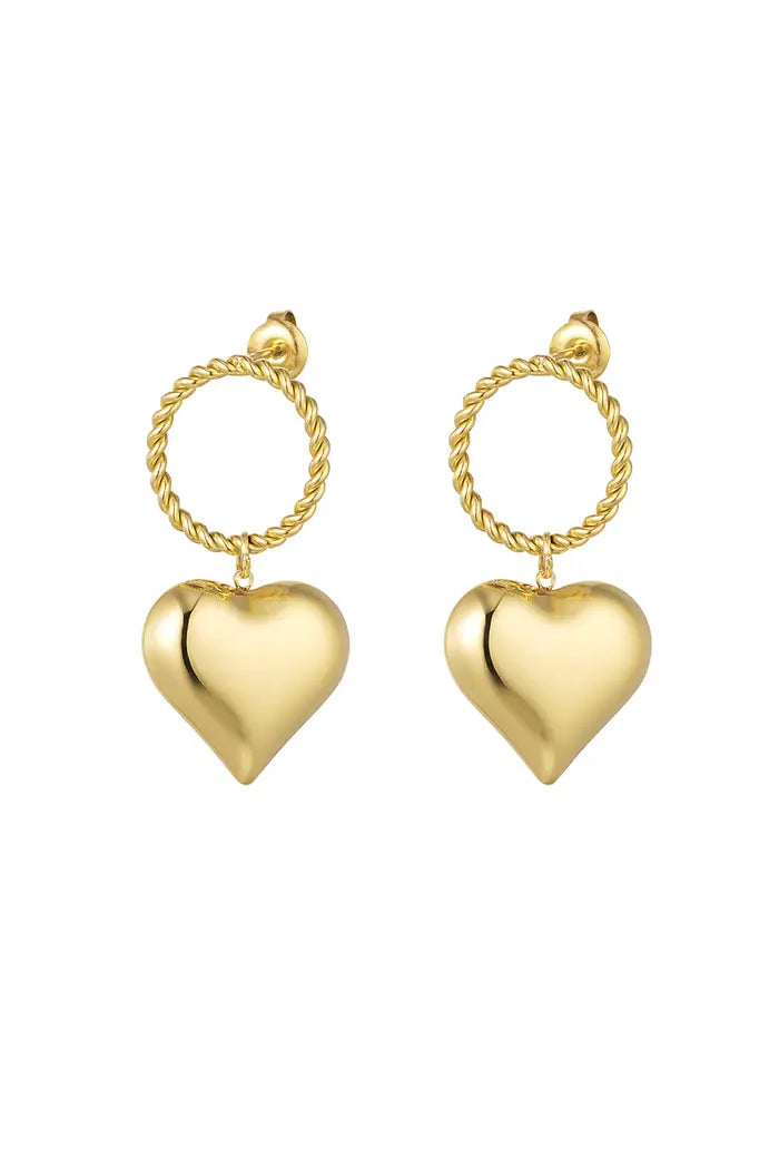Oorbellen Round & heart