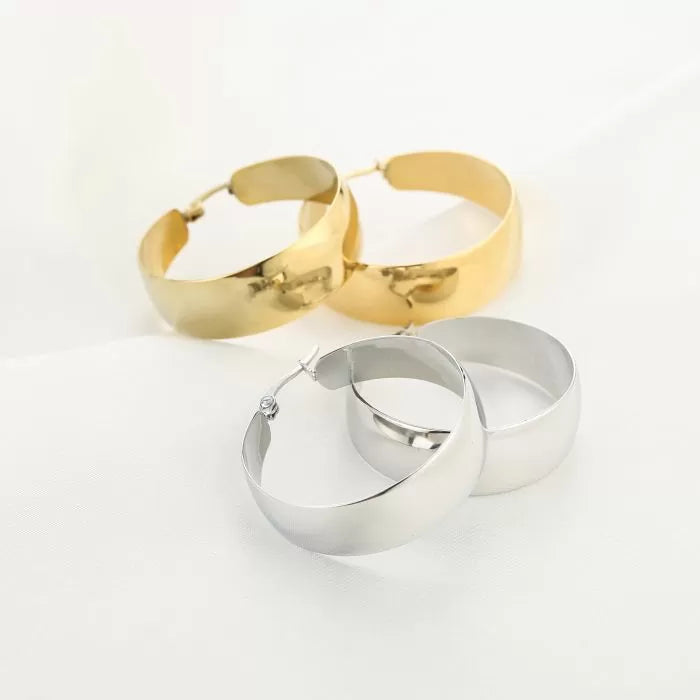 Oorbellen Thicker Flat Hoops 3,5 cm