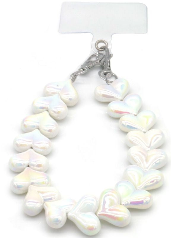 Telefoonkoord Metallic Hearts - Wit
