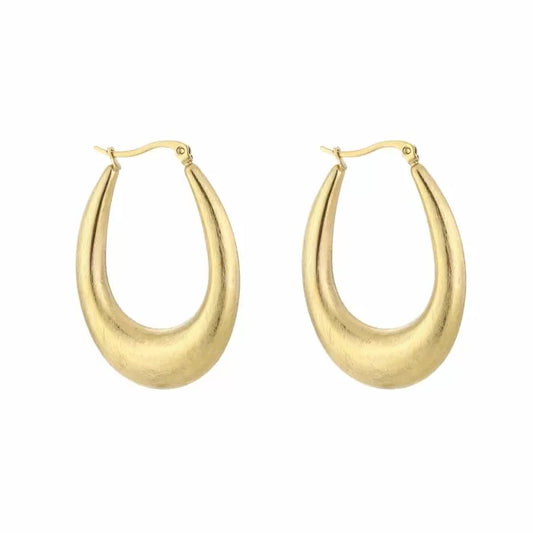 Oorbellen Brushed oval hoops