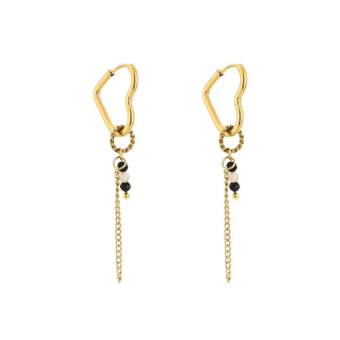 Oorbellen Beaded with love - Black