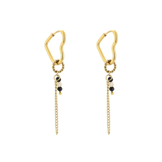 Oorbellen Beaded with love - Black