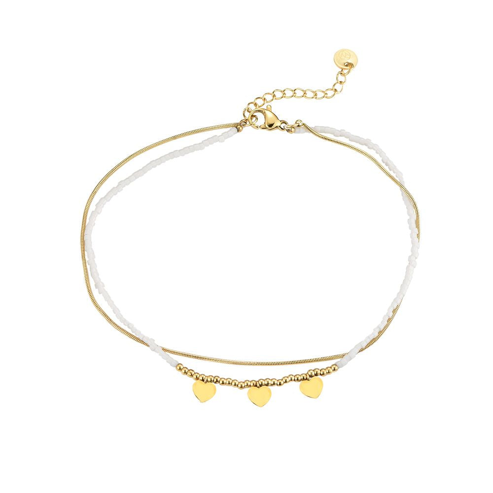 Enkelbandje white hearts