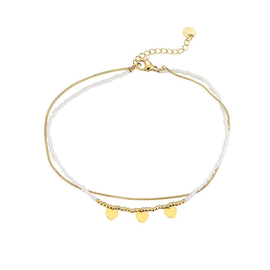 Enkelbandje white hearts