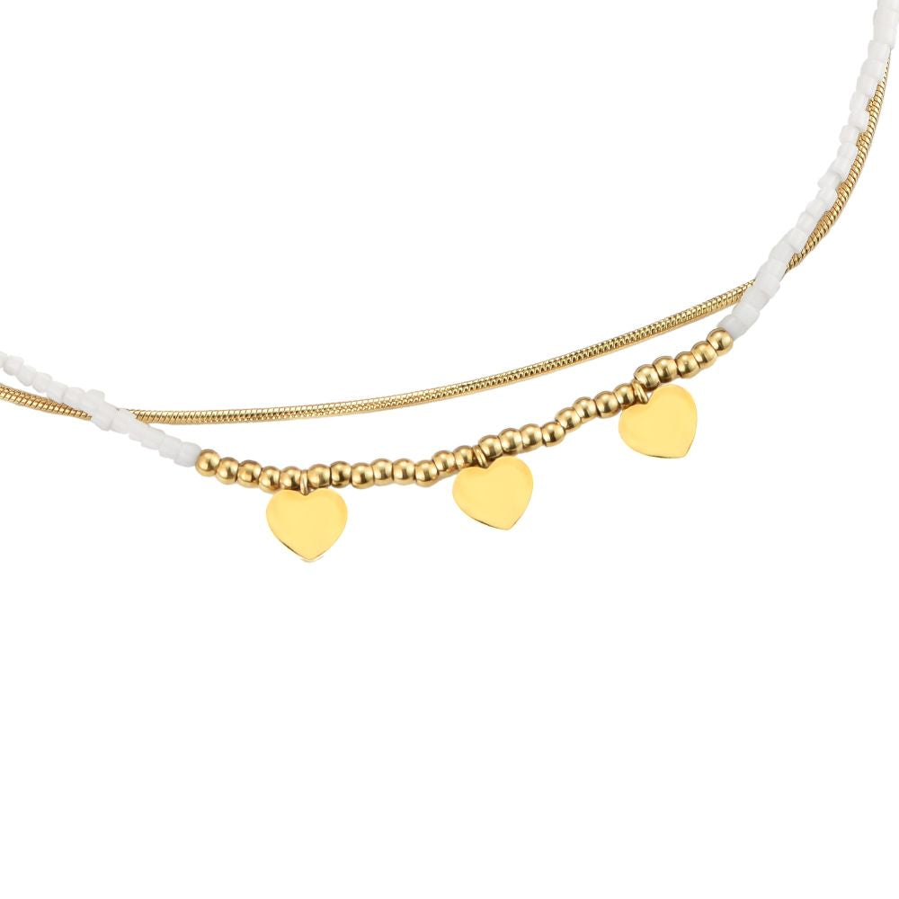 Enkelbandje white hearts