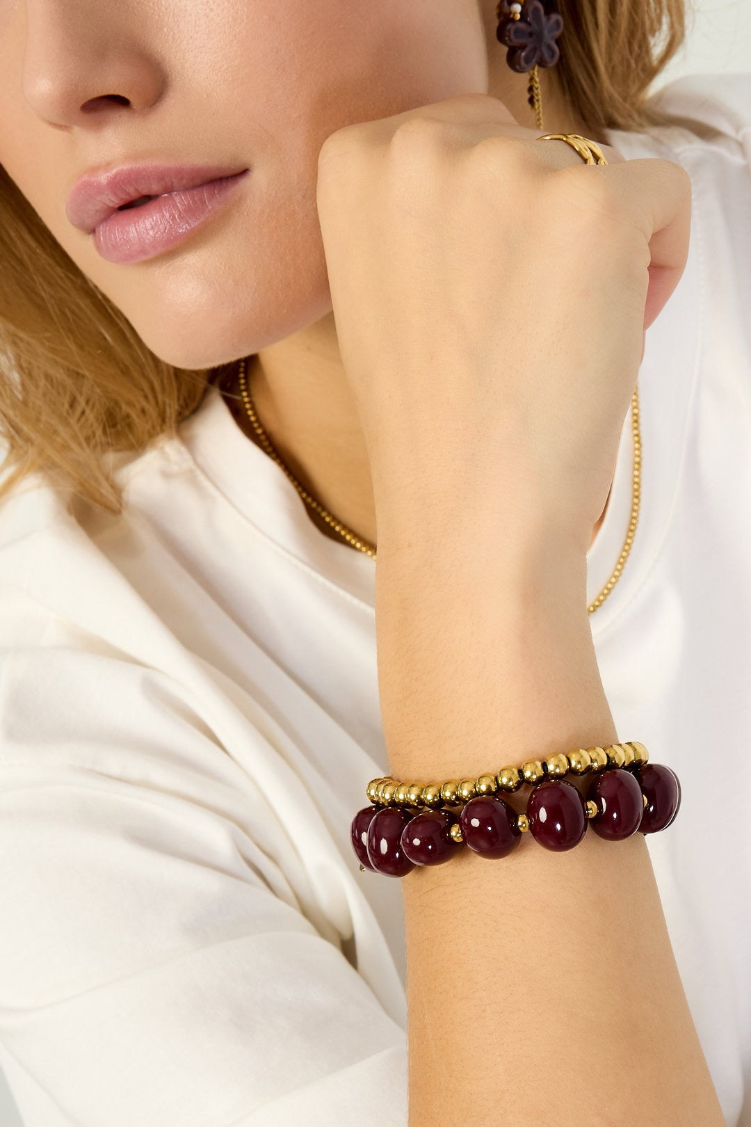 Luna Marble Armband - Aubergine
