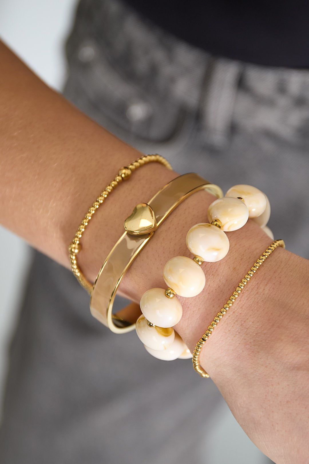 Luna Marble Armband - Gebroken Wit