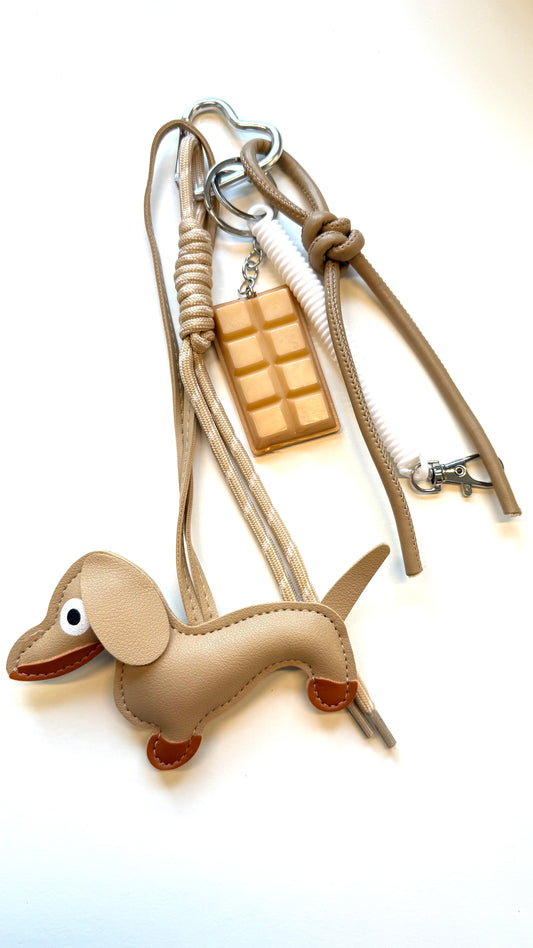 Bagcharm teckel and chocolate - Beige