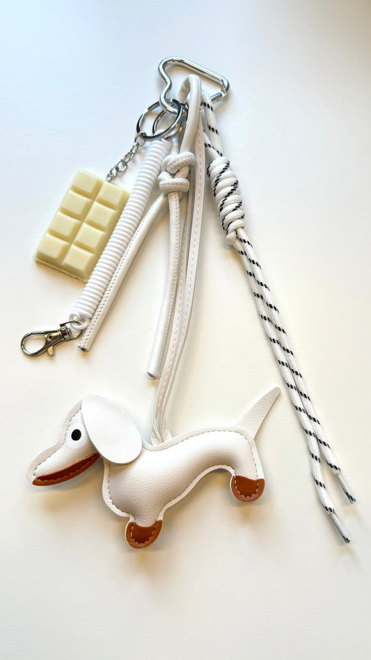 Bagcharm teckel and chocolate - Wit