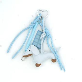 Bagcharm teckel and chocolate - Lichtblauw