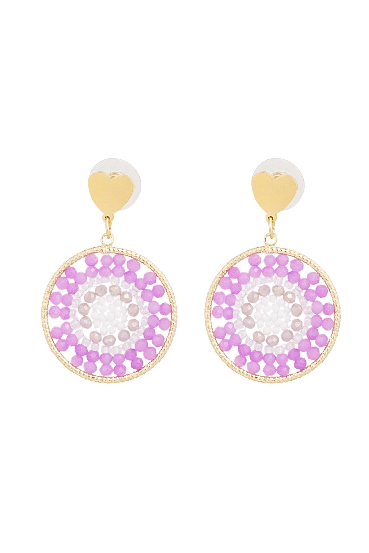 Oorbellen Mandala heart Paars