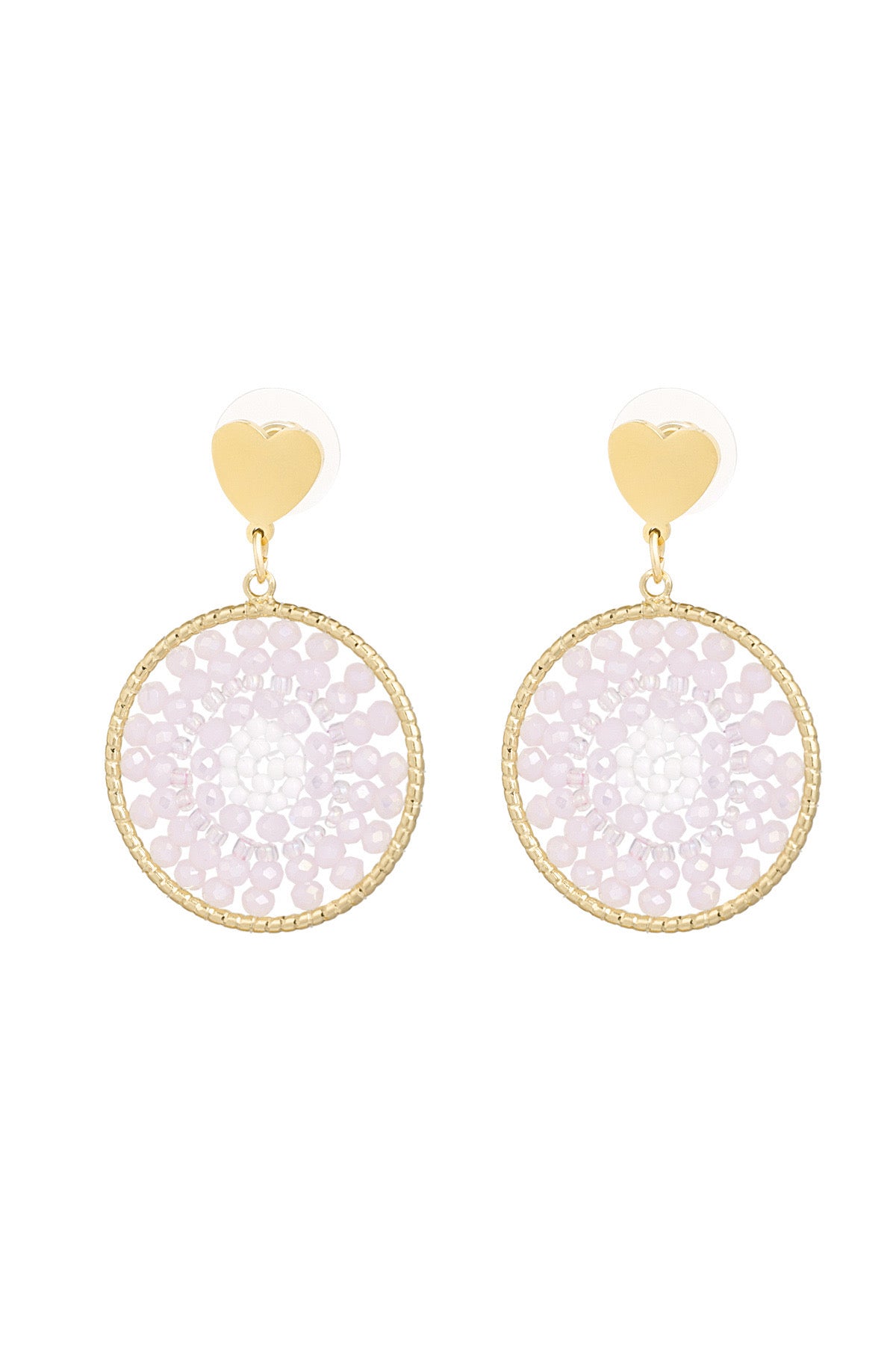 Oorbellen Mandala heart Roze