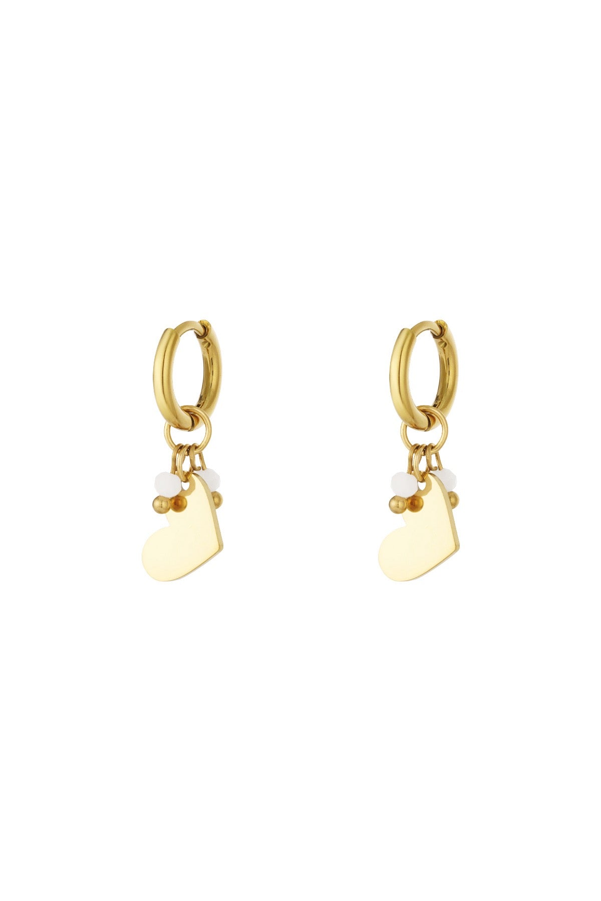 Oorbellen beaded hearts - Wit