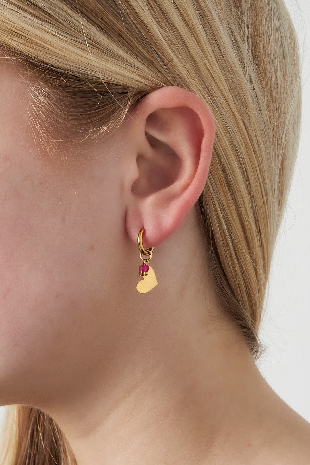 Oorbellen beaded hearts - Roze