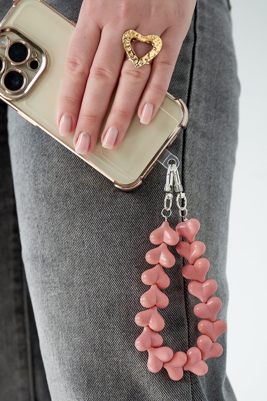 Telefoonkoord Double hearts - Blauw
