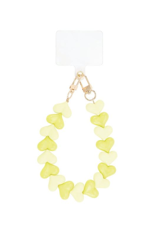 Telefoonkoord Double hearts - geel