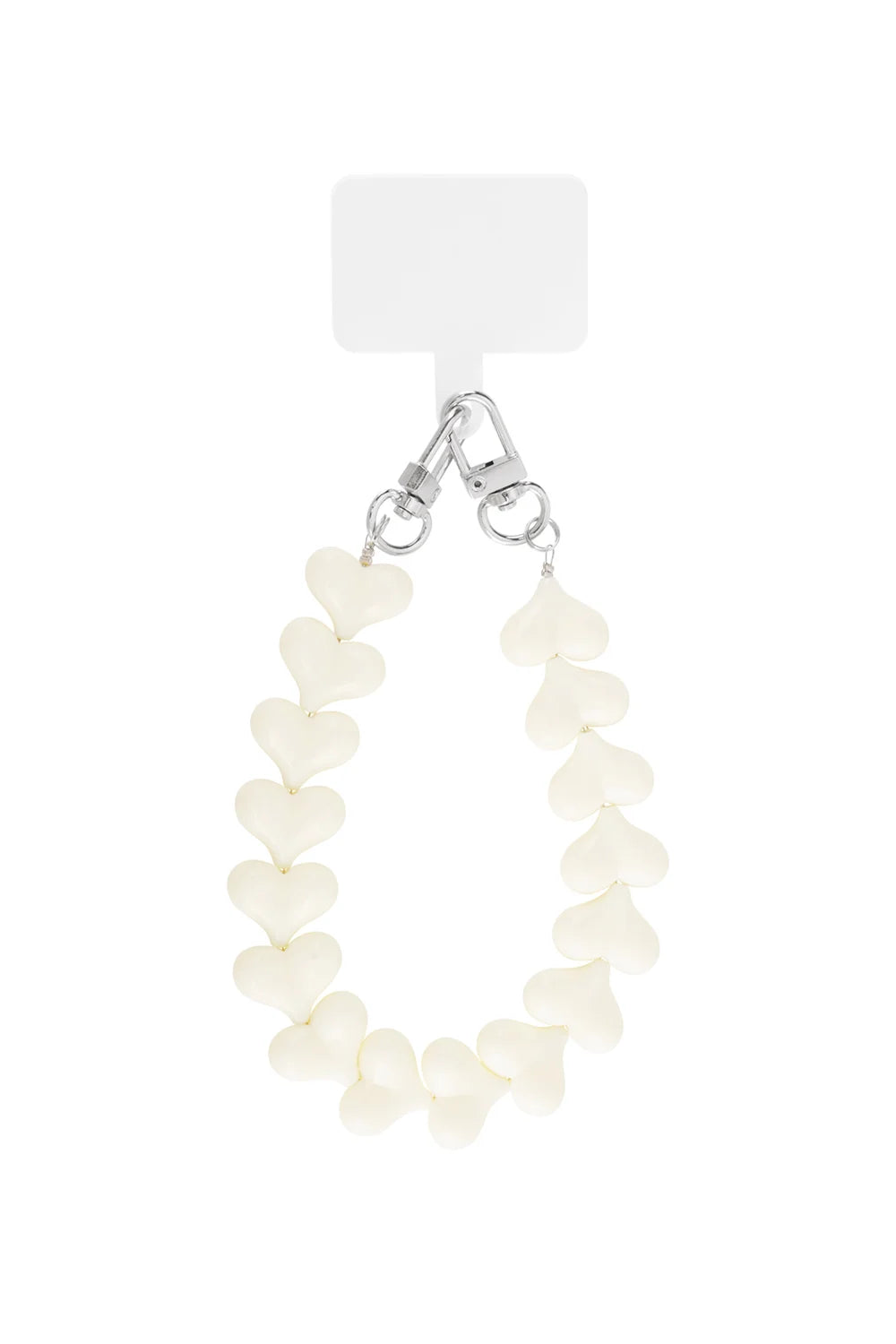 Telefoonkoord Hearts - Wit met zilver