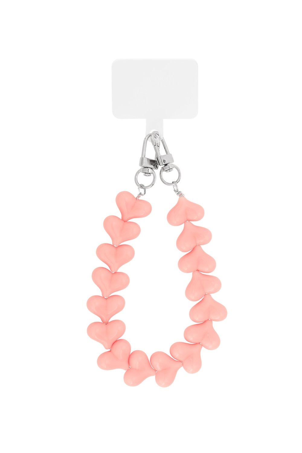 Telefoonkoord Hearts - Zalmroze met zilver