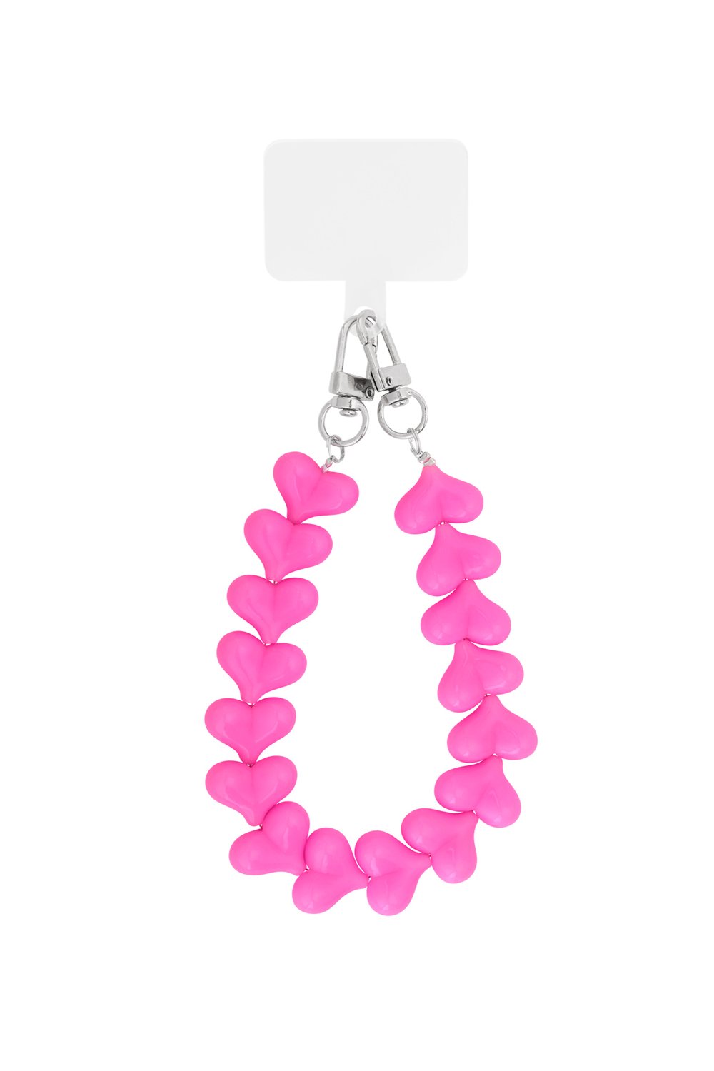 Telefoonkoord Hearts - Fuchsia met zilver