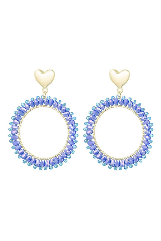 Oorbellen Chrystal round Donkerblauw
