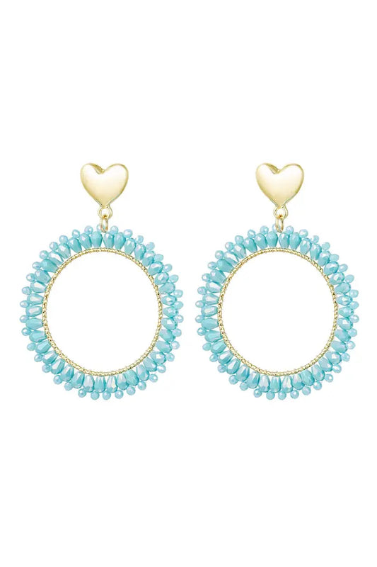 Oorbellen Chrystal round Lichtblauw