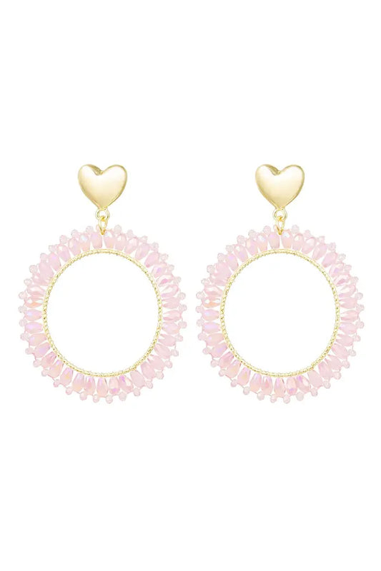 Oorbellen Chrystal round Lichtroze