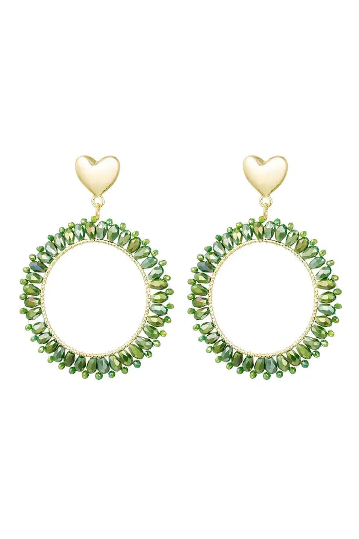 Oorbellen Chrystal round Groen