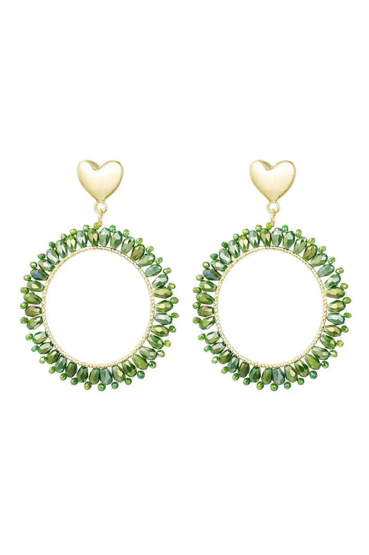 Oorbellen Chrystal round Groen