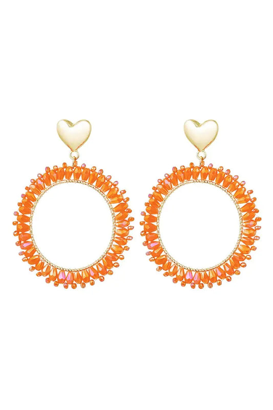 Oorbellen Chrystal round Oranje