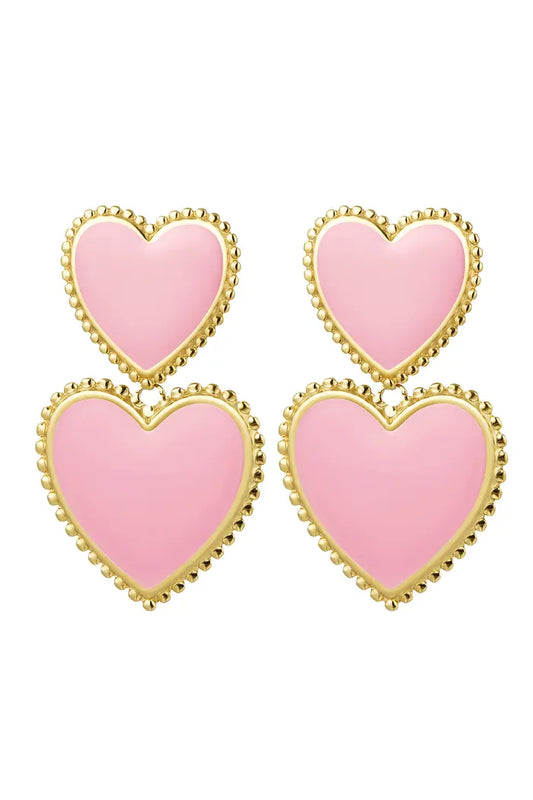 Oorbellen colourful hearts - Lichtroze