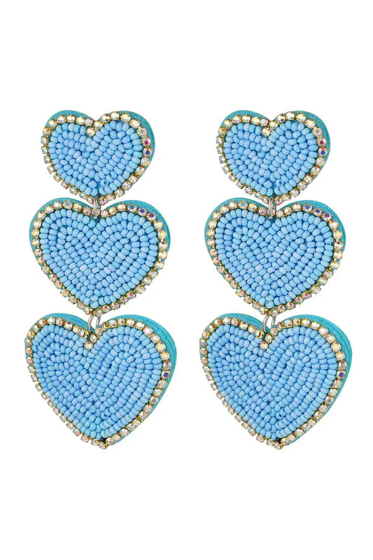 Oorbellen 3 times of beaded love Blauw