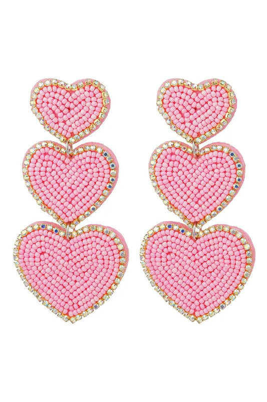 Oorbellen 3 times of beaded love Lichtroze