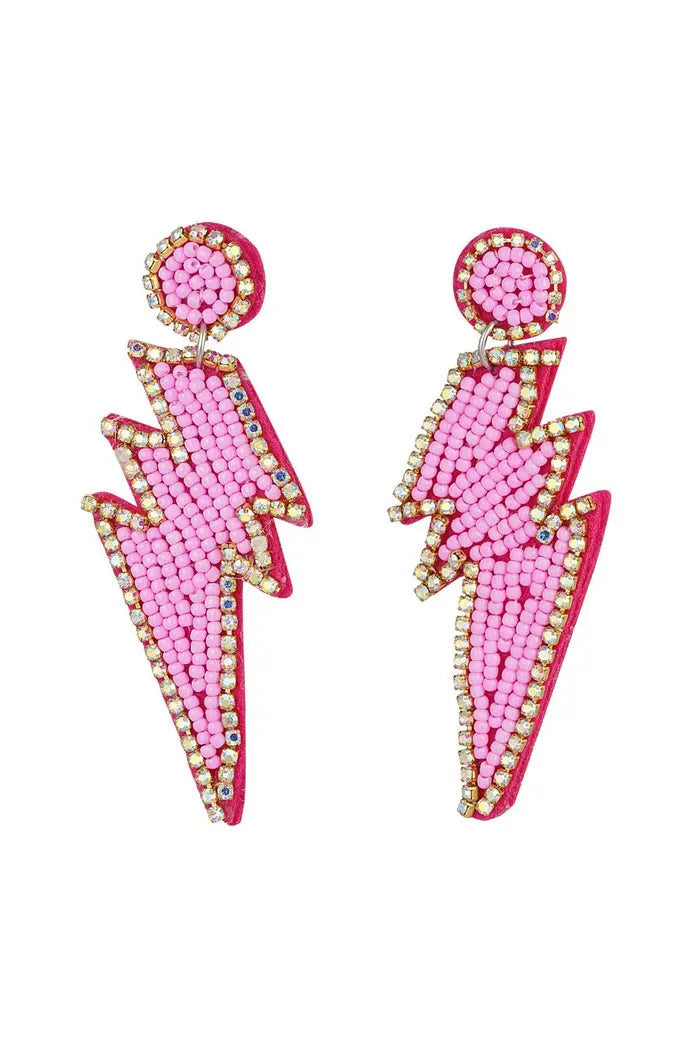 Oorbellen kralen thunderbolt roze