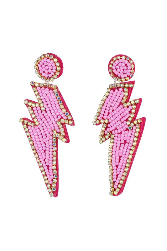 Oorbellen kralen thunderbolt roze