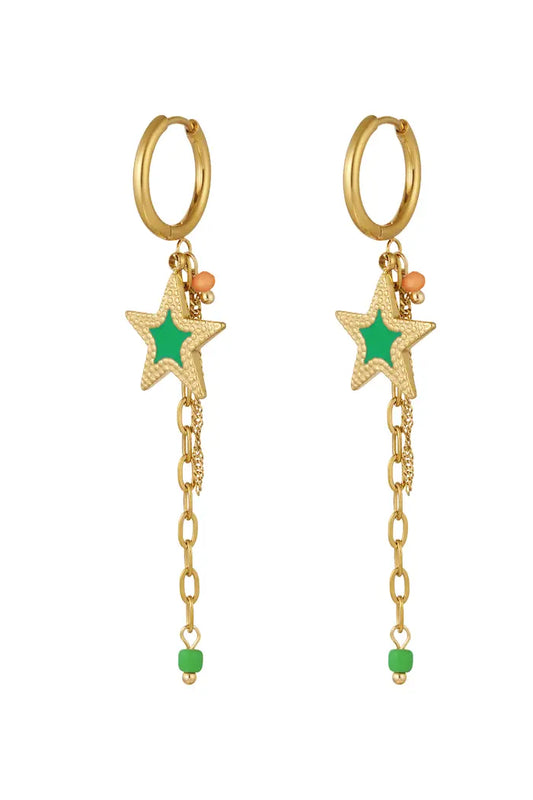 Oorbellen Pop of color star groen