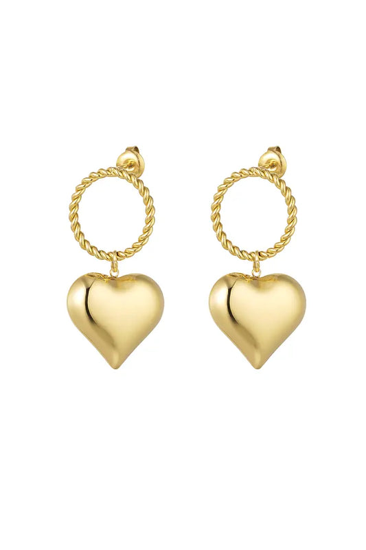 Oorbellen Round & heart