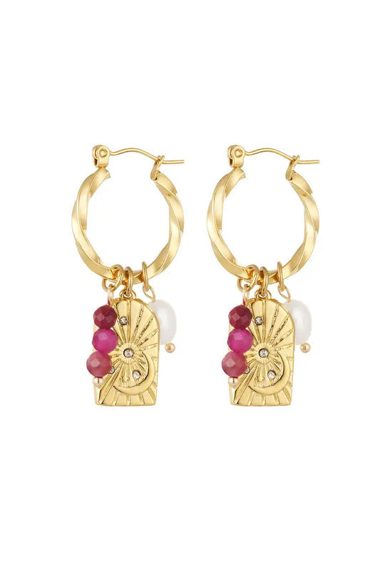 Oorbellen bedel party - Roze