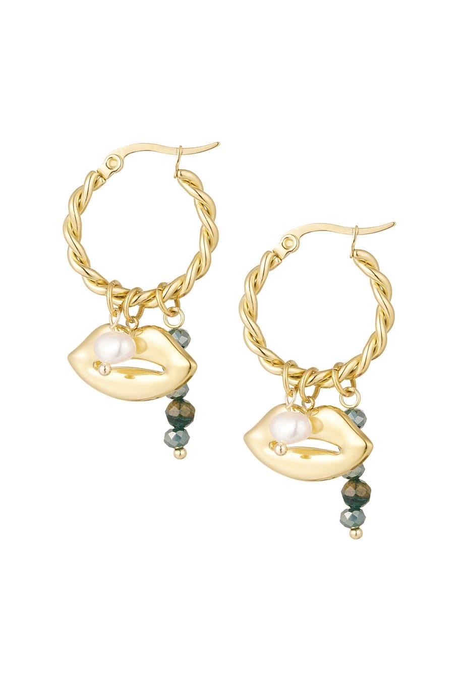 Oorbellen beaded Kiss - Groen