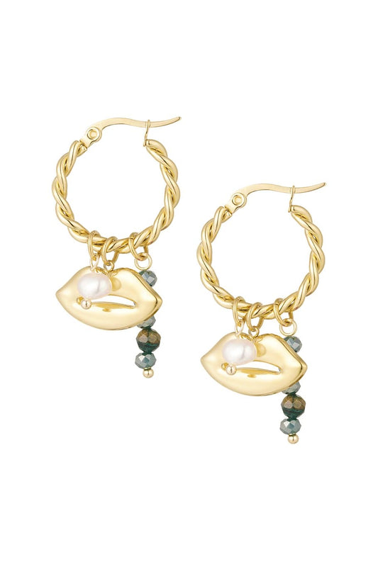 Oorbellen beaded Kiss - Groen