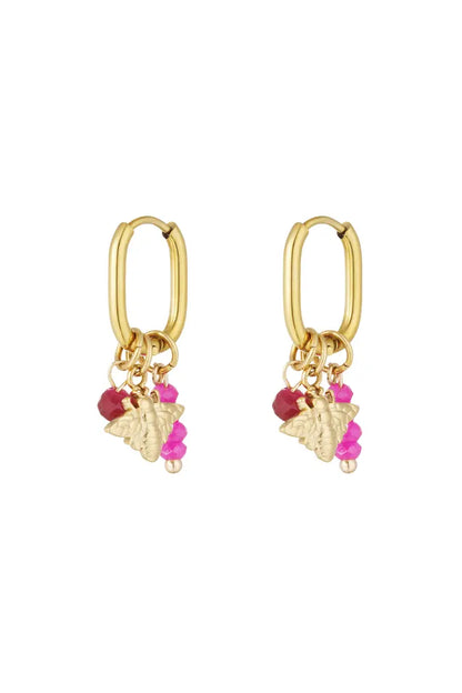 Oorbellen Bee party - fuchsia
