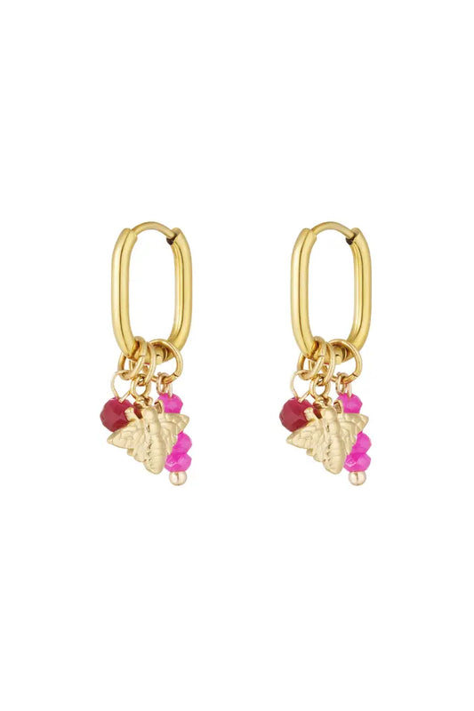 Oorbellen Bee party - fuchsia